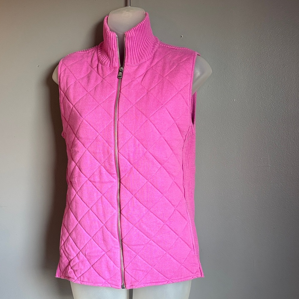 Ralph Lauren Quilted Pink Zip-Front Sleeveless Vest